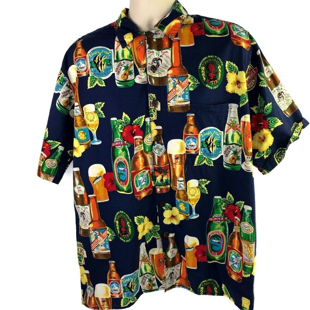 Hilo Hattie Tropical Tiki Bar Beer Hawaiian Shirt